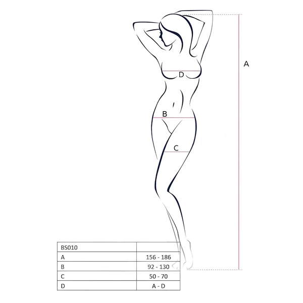 Passion BS010 - nyitott necc overál (fekete) - S-L