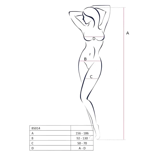 Passion BS014 - nyitott necc overál fűzővel (fehér) - S-L