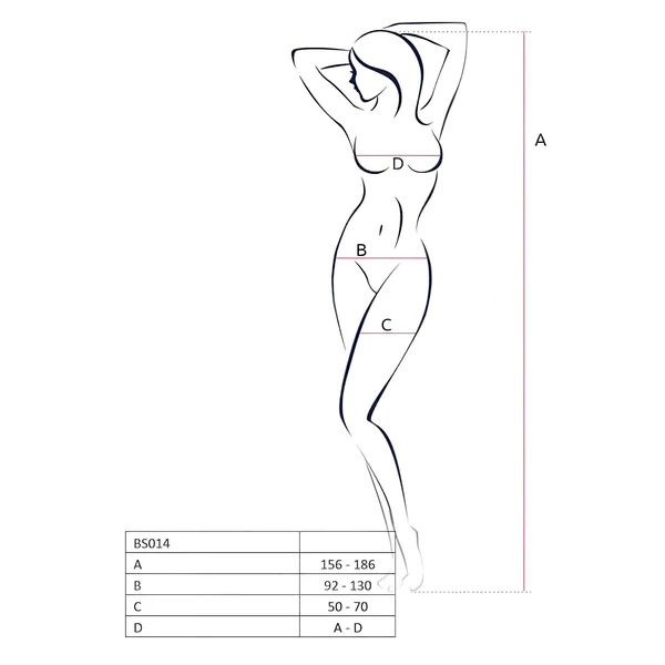 Passion BS014 - nyitott necc overál fűzővel (fehér) - S-L