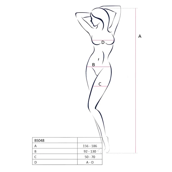 Passion BS048 - nyitott necc overál nyakpánttal (fehér) - S-L