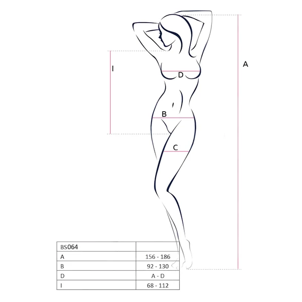 Passion BS064 - nyitott necc body (fekete) - S-L