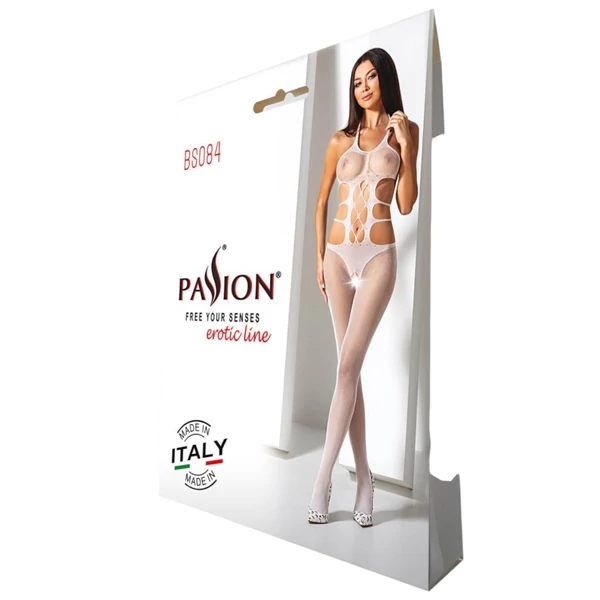 Passion BS084 - fűzős, top-os overál (fehér, S-L)