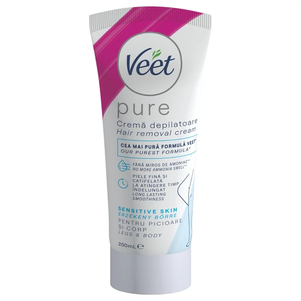Veet Pure - szőrtelenítő krém lábra és testre - érzékeny bőrre (200 ml)