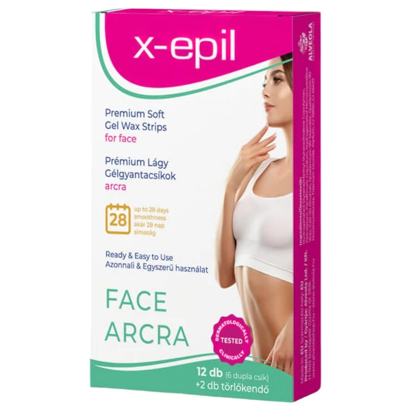 X-Epil - használatra kész prémium gélgyantacsíkok (12 db) - arcra