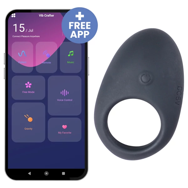 Desirel Halo - App-vezérelt vibrációs péniszgyűrű, férfiaknak (fekete)