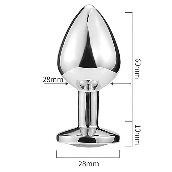 Sunfo - fém anál plug szív alakú kék kővel (ezüst)