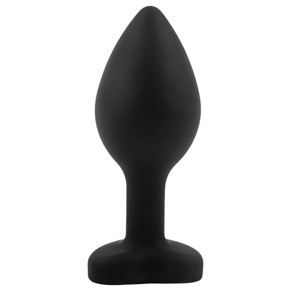Sunfo - szilikon anál plug szív alakú arany kővel (fekete)