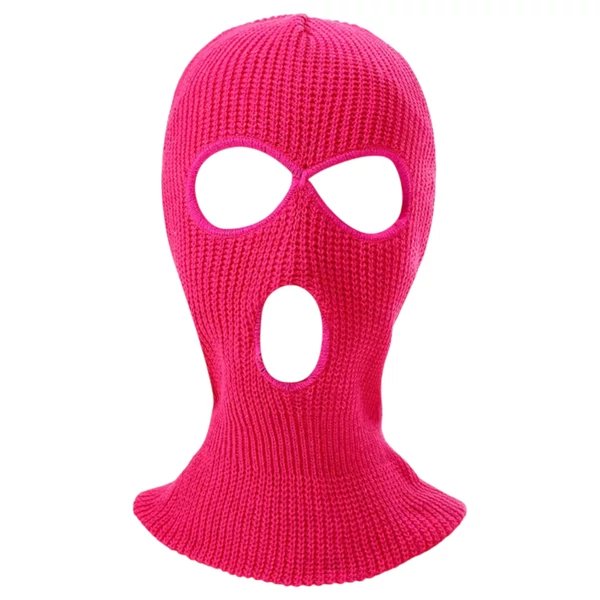 Balaclava - kötött szopóálarc 3 nyílással (sötét pink)