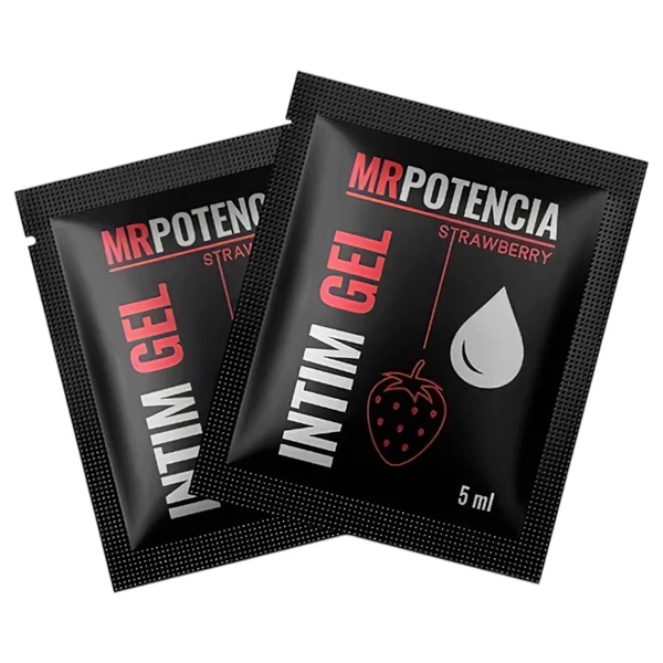 MrPotencia Straw Intim Gel - vízbázisú síkosító - eper (5 ml)