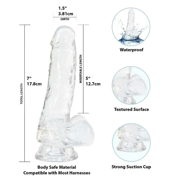 Addiction Crystal - tapadókorongos dildó (átlátszó) - 18 cm