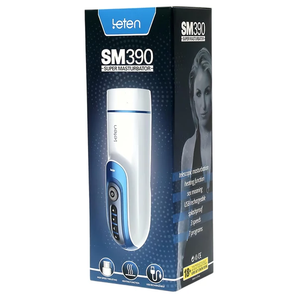Leten SM390 - nyögő, melegítő maszturbátor (fehér)