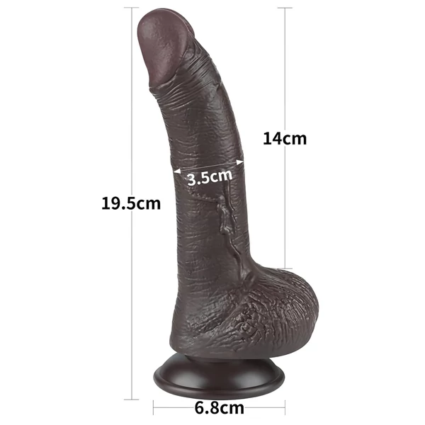 Lovetoy Sliding-Skin - tapadókorongos kétrétegű dildó - 19,5cm (barna)