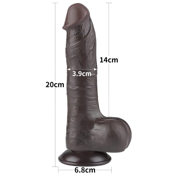 Lovetoy Sliding-Skin - herés kétrétegű dildó - 20 cm (barna)