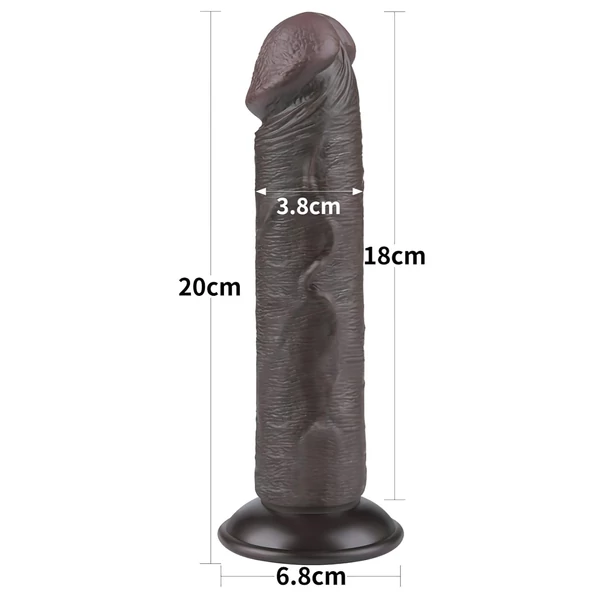 Lovetoy Sliding-Skin - tapadókorongos kétrétegű dildó - 20 cm (barna)