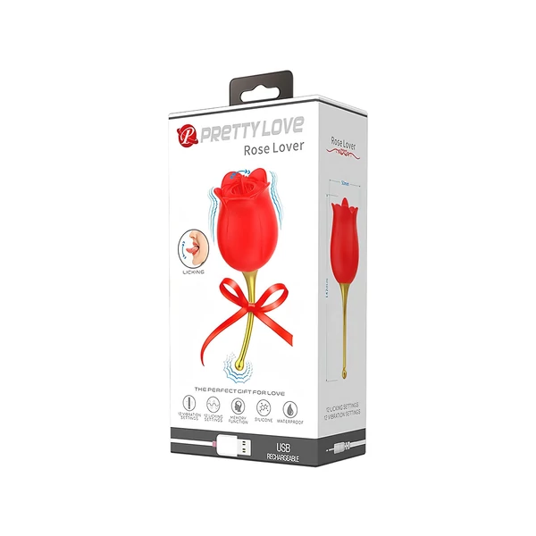 Pretty Love Rose Lover - nyelves 2in1 csikló vibrátor (piros)