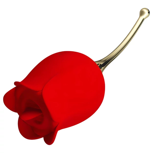 Pretty Love Rose Lover - nyelves 2in1 csikló vibrátor (piros)