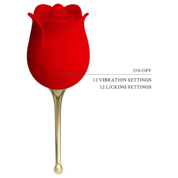 Pretty Love Rose Lover - nyelves 2in1 csikló vibrátor (piros)
