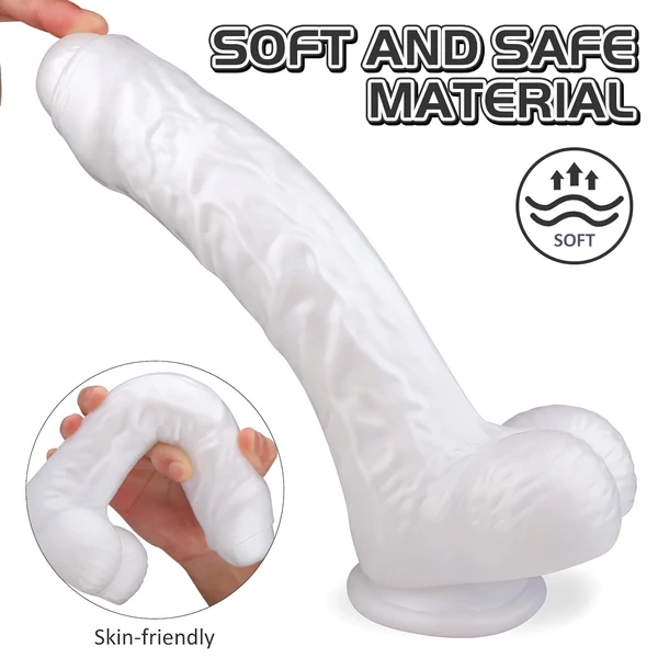 Sex HD Martin - tapadókorongos, herés élethű dildó (fehér)