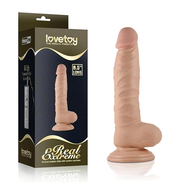 Lovetoy Real Extreme - tapadókorongos dildó - 21 cm (natúr)