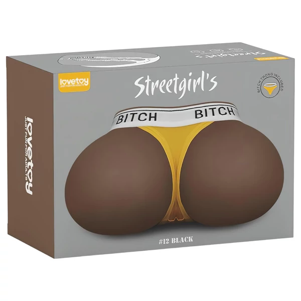 Lovetoy Streetgirl's 12 - művagina torzó és tanga (sötét testszínű)