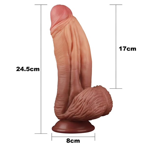 Lovetoy - kétrétegű élethű dildó - 26 cm (natúr)