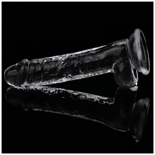 Lovetoy Flawless Clear - tapadókorongos dildó - 19 cm (átlátszó)