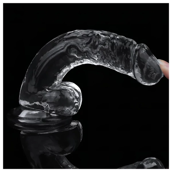 Lovetoy Flawless Clear - tapadókorongos dildó - 19 cm (átlátszó)