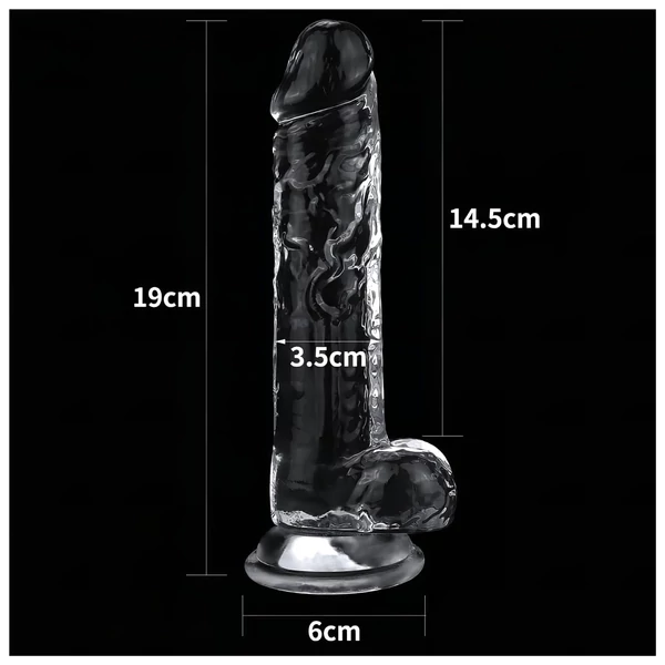 Lovetoy Flawless Clear - tapadókorongos dildó - 19 cm (átlátszó)