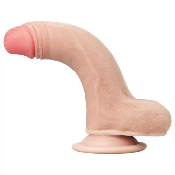 Lovetoy Sliding-Skin - kétrétegű dildó - 18 cm (natúr)