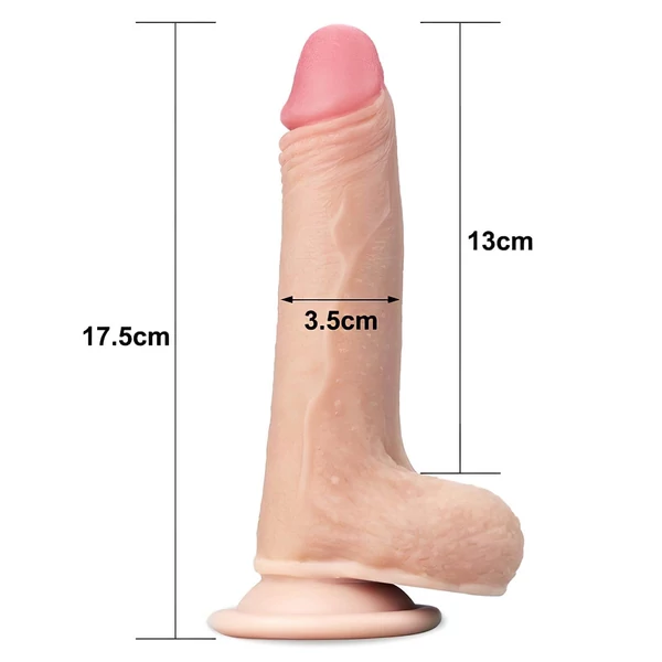 Lovetoy Sliding-Skin - kétrétegű dildó - 18 cm (natúr)