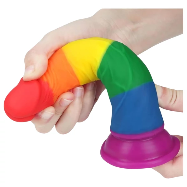 Lovetoy Prider - élethű dildó - 19 cm (szivárvány)