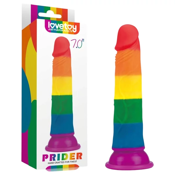 Lovetoy Prider - élethű dildó - 19 cm (szivárvány)
