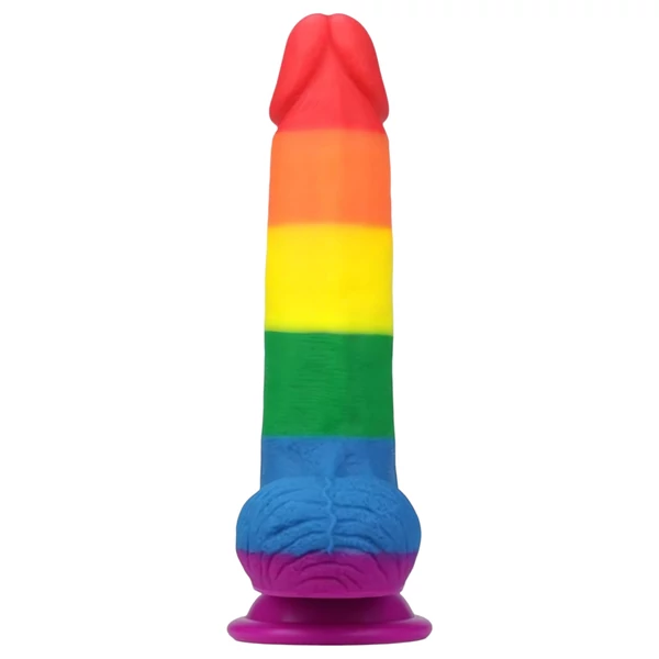 Lovetoy Prider - élethű herés dildó - 20 cm (szivárvány)