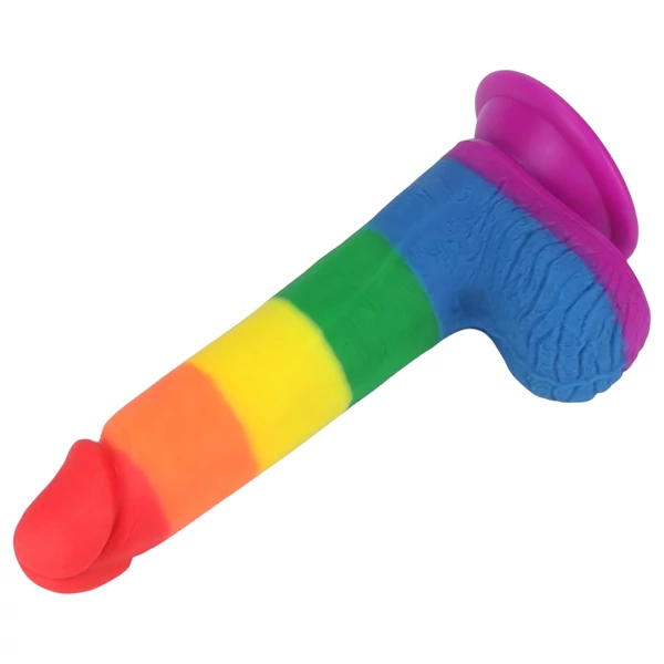 Lovetoy Prider - élethű herés dildó - 20 cm (szivárvány)