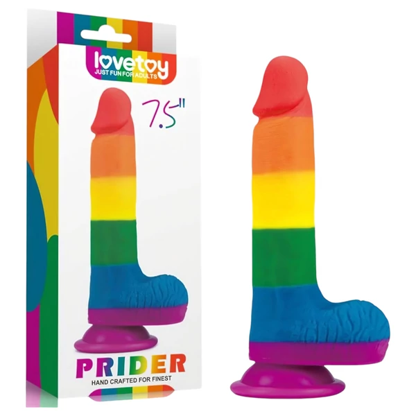Lovetoy Prider - élethű herés dildó - 20 cm (szivárvány)