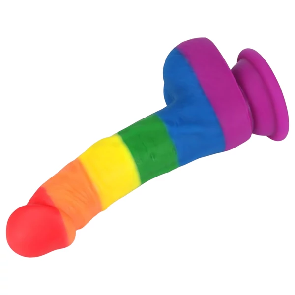 Lovetoy Prider - élethű szilikon dildó - 19 cm (szivárvány)