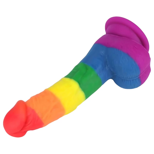 Lovetoy Prider - élethű szilikon dildó - 19 cm (szivárvány)