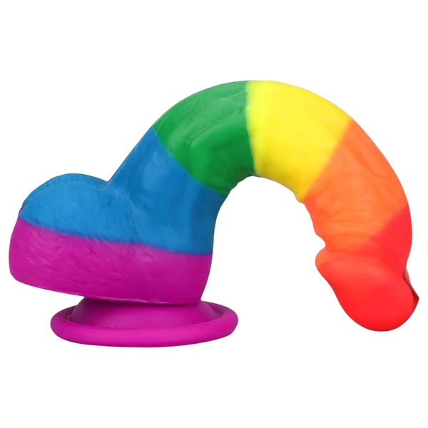 Lovetoy Prider - élethű szilikon dildó - 19 cm (szivárvány)