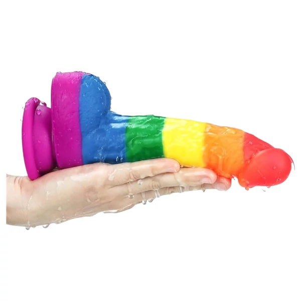 Lovetoy Prider - élethű szilikon dildó - 19 cm (szivárvány)