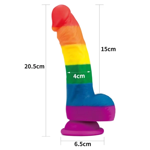 Lovetoy Prider - élethű szilikon dildó - 19 cm (szivárvány)