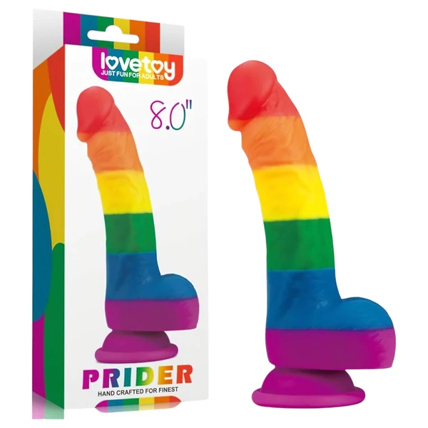 Lovetoy Prider - élethű szilikon dildó - 19 cm (szivárvány)