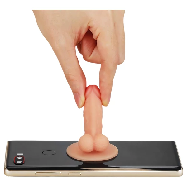 Lovetoy - tapadókorongos telefon tartó - minidildó (natúr)