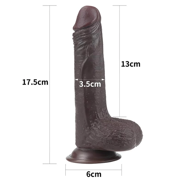 Lovetoy Sliding-Skin - kétrétegű dildó - 18 cm (barna)