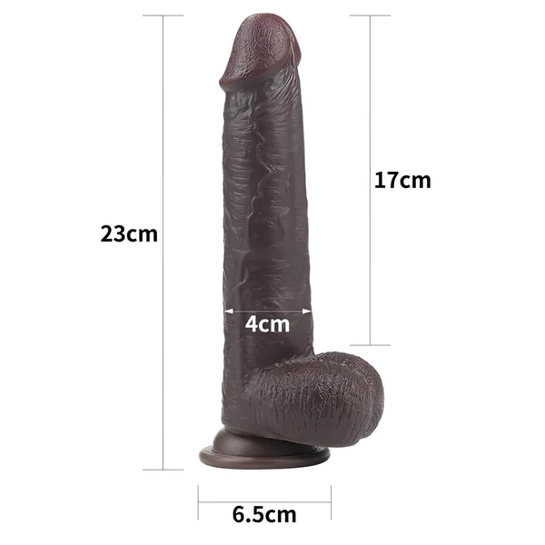Lovetoy Sliding-Skin - kétrétegű dildó - 23 cm (barna)