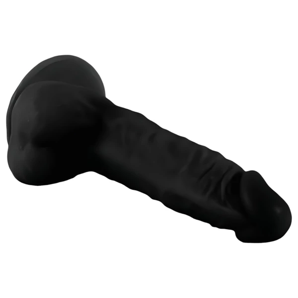 Mr. Rude - tapadókorongos, herés élethű dildó - 19cm (fekete)