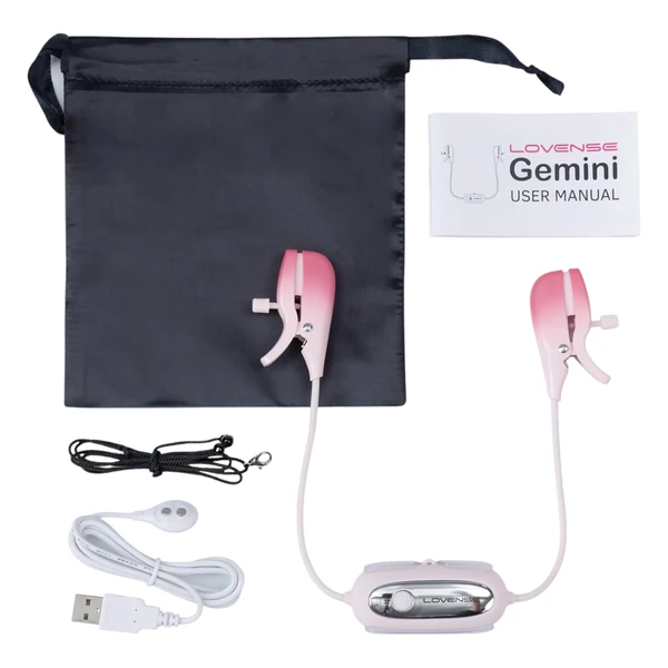 Lovense Gemini - App-vezérelt vibrációs mellbimbó csipesz (pink)