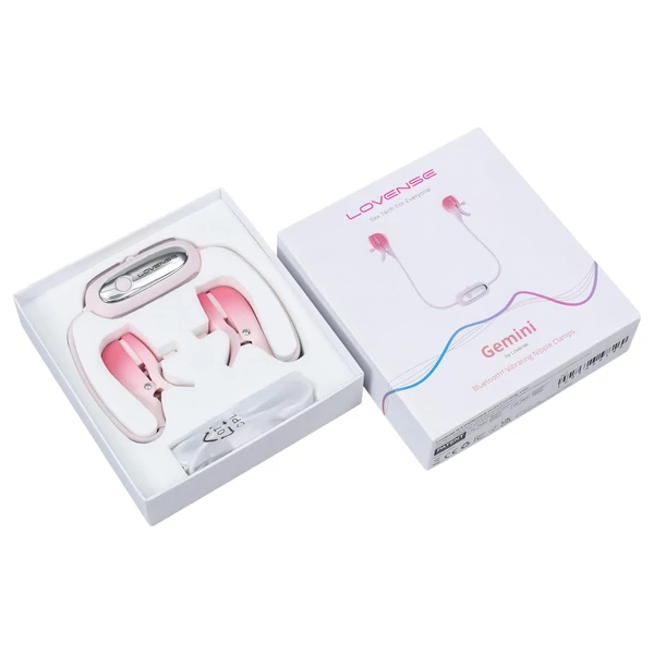 Lovense Gemini - App-vezérelt vibrációs mellbimbó csipesz (pink)