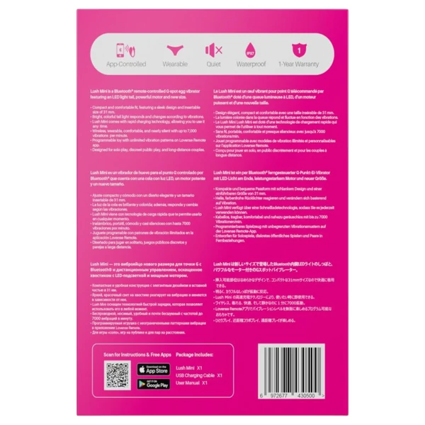 Lovense Lush Mini - hordható App-vezérelt vibrációs tojás (pink)