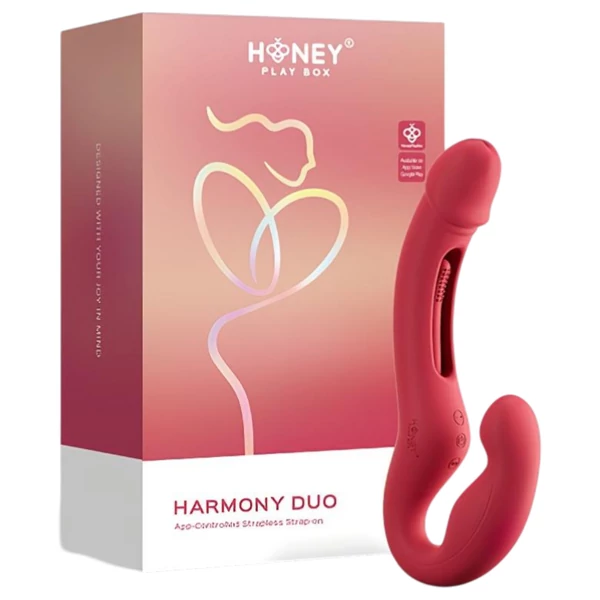Honey Play Box Harmony Duo - okos felcsatolható nyelves vibrátor (piros)