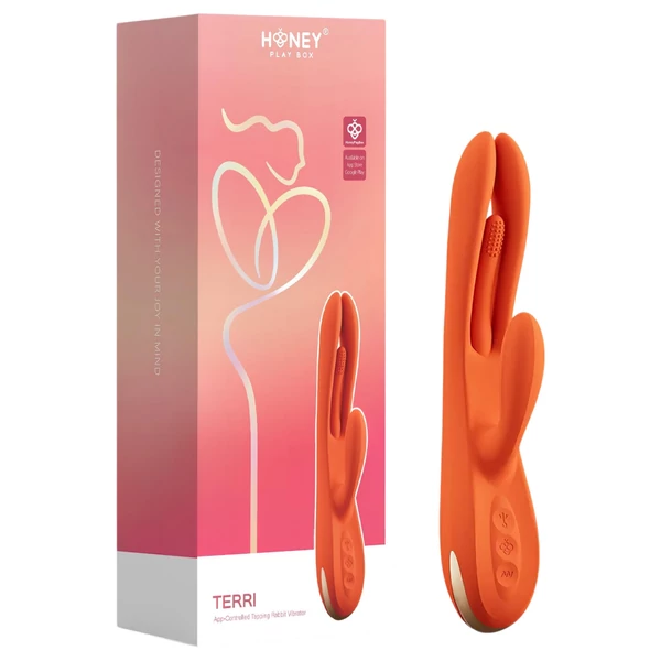 Honey Play Box Terri - okos nyelves, csiklókaros vibrátor (narancs)